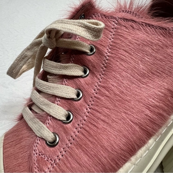 Rick Owens Women’s Lido Runway Low Sneaker Dusty Pink Cow Fur Shoes 11 - Picture 11 of 16